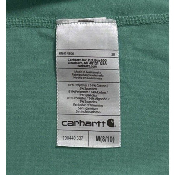 Carhartt Medium Quarter-Zip Force Green Pullover Women’s M 1/4 Zip Mock Neck - Picture 4 of 7